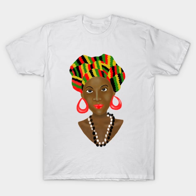 African Queen Kente Pattern T-Shirt by Merchweaver